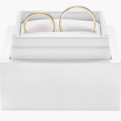 Obrączki ślubne: dwukolorowe złoto, płaskie, 5 mm